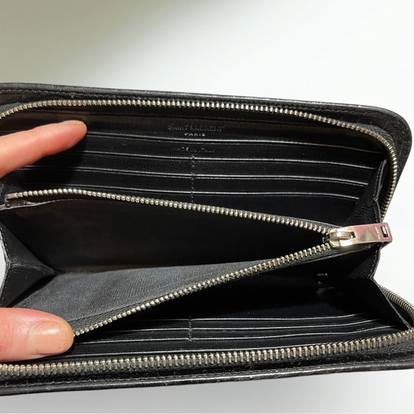 Saint Laurent Croc 🐊 Embossed Black Zippy Wallet YSL - Picture 6 of 9